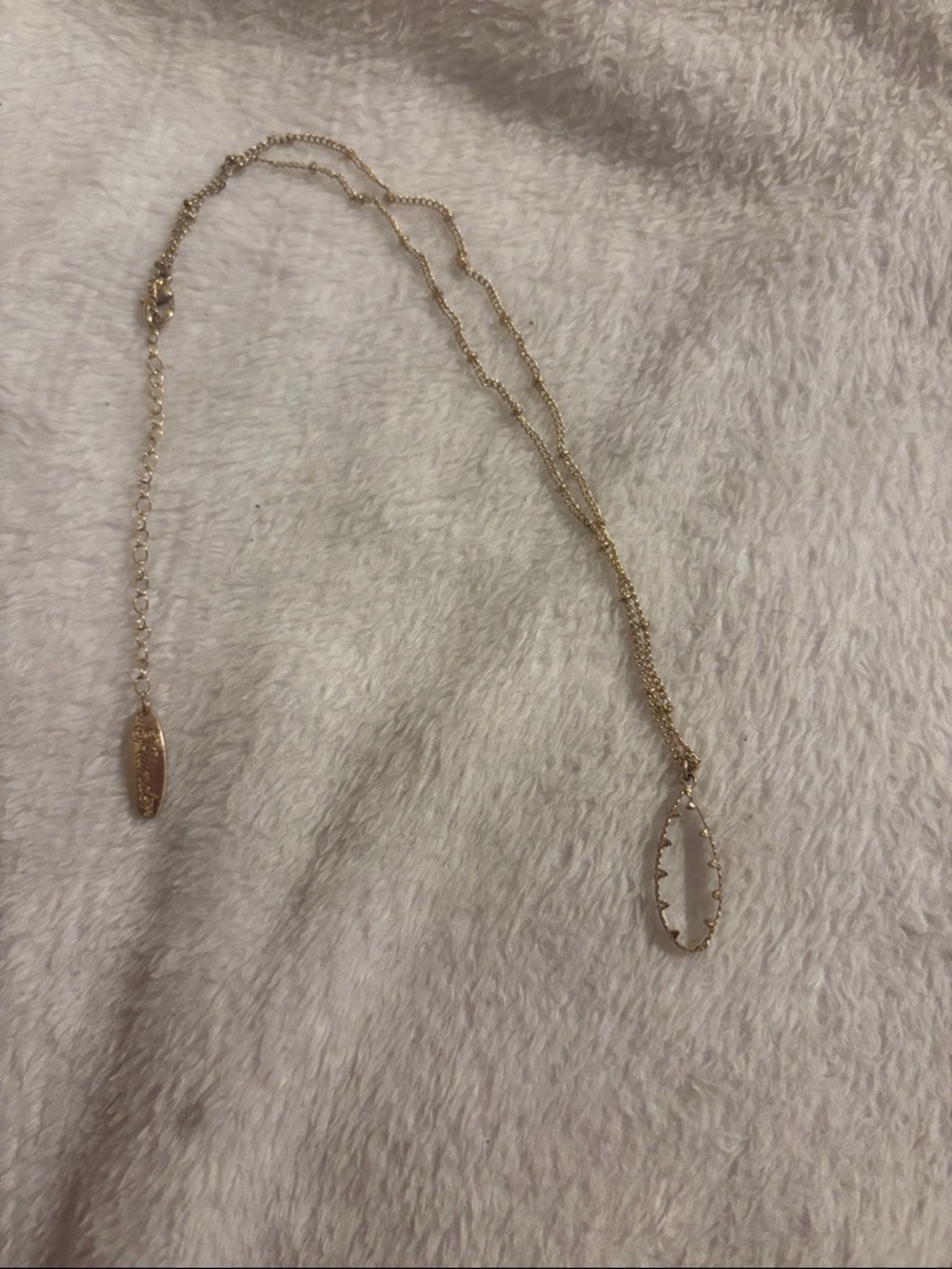 Plunder Gold-Tone Beaded Oval Drop Necklace